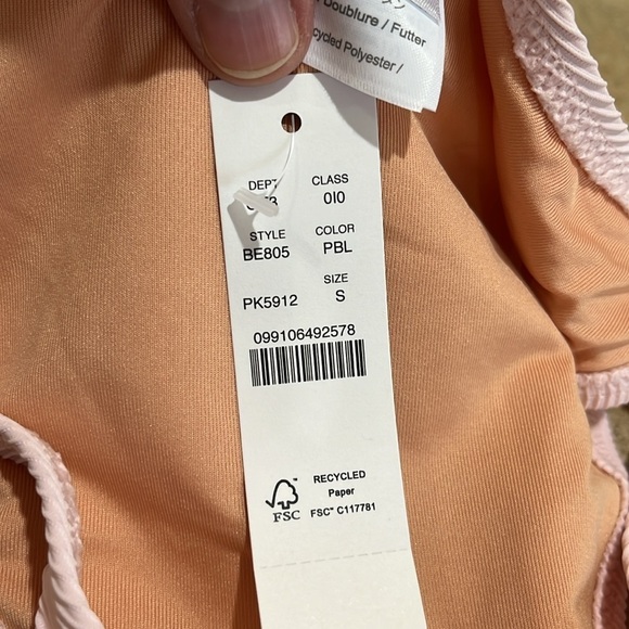 NWT J.CREW Ribbed Curved Waist Cheeky String Bikini Bottom Light Pink Size Small - Picture 5 of 10